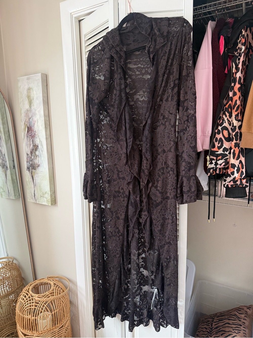 Lace Longline Sheer Duster - Espresso
